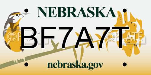 BF7A7T Nebraska License Plate