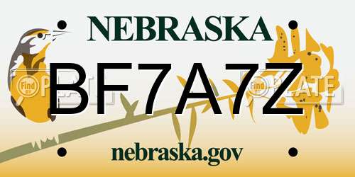 BF7A7Z Nebraska License Plate