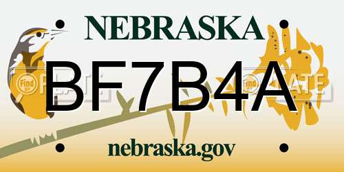 BF7B4A Nebraska License Plate