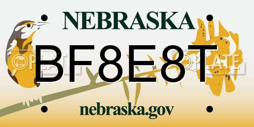 BF8E8T Nebraska License Plate