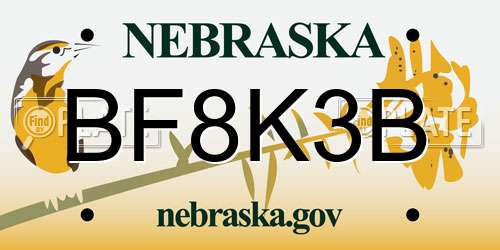 BF8K3B Nebraska License Plate