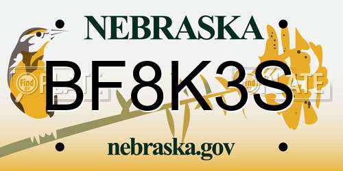 BF8K3S Nebraska License Plate