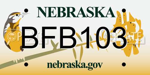 BFB103 Nebraska License Plate