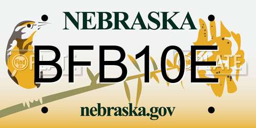BFB10E Nebraska License Plate