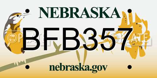 BFB357 Nebraska License Plate