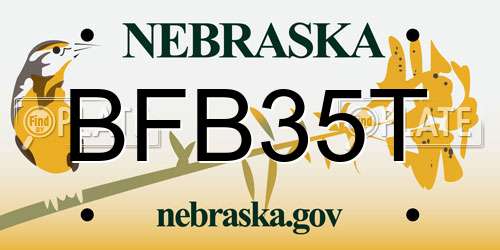 BFB35T Nebraska License Plate