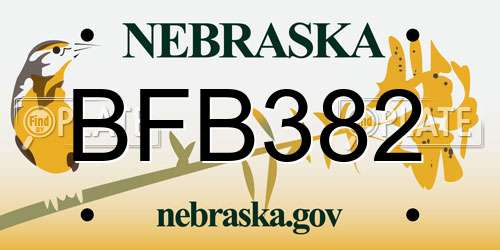 BFB382 Nebraska License Plate