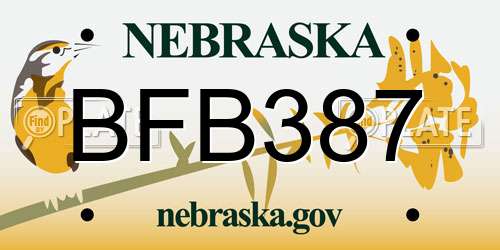 BFB387 Nebraska License Plate