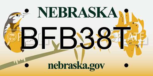 BFB38T Nebraska License Plate