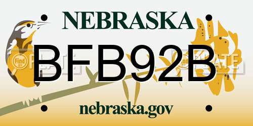 BFB92B Nebraska License Plate