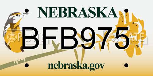 BFB975 Nebraska License Plate