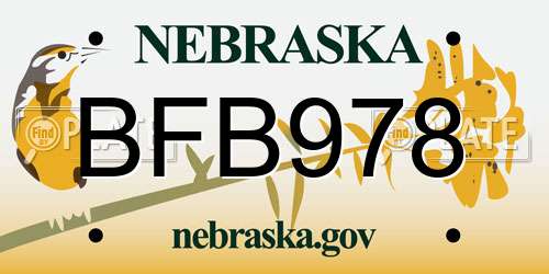 BFB978 Nebraska License Plate