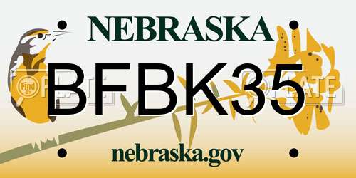 BFBK35 Nebraska License Plate