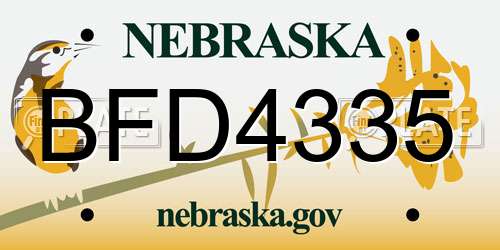 BFD4335 Nebraska License Plate