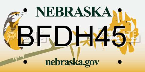 BFDH45 Nebraska License Plate