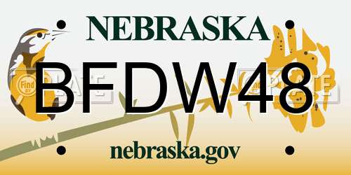 BFDW48 Nebraska License Plate