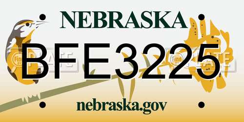 BFE3225 Nebraska License Plate