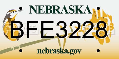 BFE3228 Nebraska License Plate