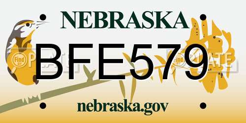 BFE579 Nebraska License Plate