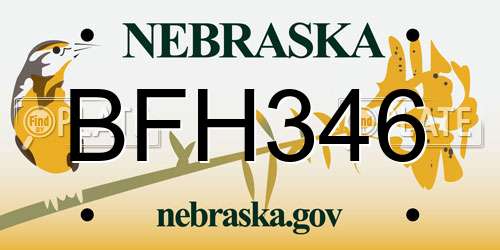 BFH346 Nebraska License Plate