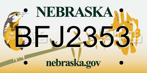 BFJ2353 Nebraska License Plate