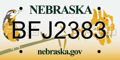 BFJ2383 Nebraska License Plate