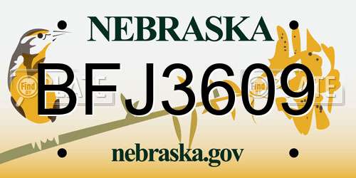 BFJ3609 Nebraska License Plate