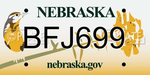 BFJ699 Nebraska License Plate