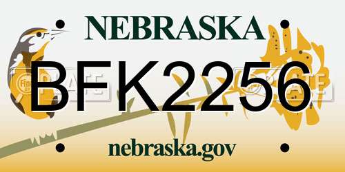 BFK2256 Nebraska License Plate