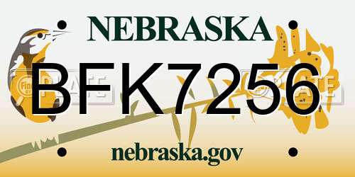 BFK7256 Nebraska License Plate