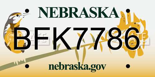 BFK7786 Nebraska License Plate
