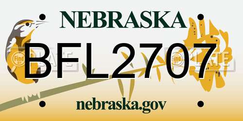 BFL2707 Nebraska License Plate
