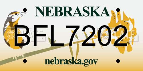 BFL7202 Nebraska License Plate