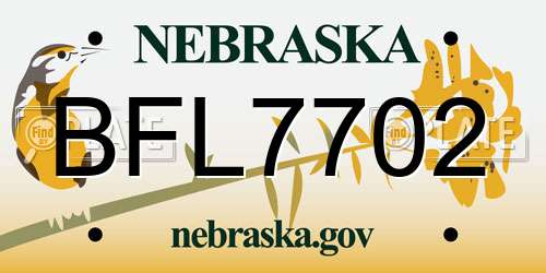 BFL7702 Nebraska License Plate