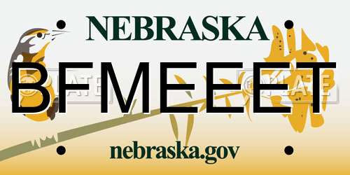 BFMEEET Nebraska License Plate