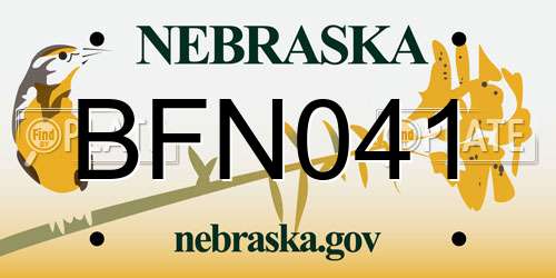 BFN041 Nebraska License Plate