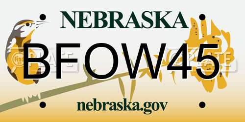 BFOW45 Nebraska License Plate