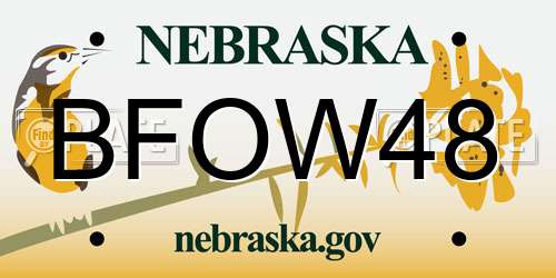 BFOW48 Nebraska License Plate