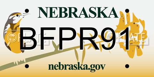 BFPR91 Nebraska License Plate