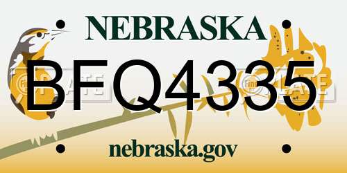 BFQ4335 Nebraska License Plate