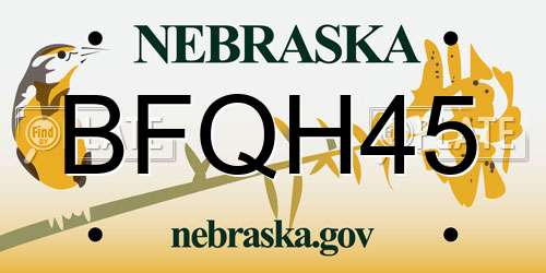 BFQH45 Nebraska License Plate