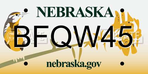 BFQW45 Nebraska License Plate