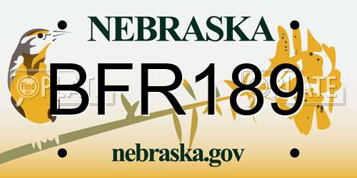 BFR189 Nebraska License Plate