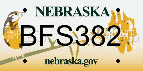BFS382 Nebraska License Plate