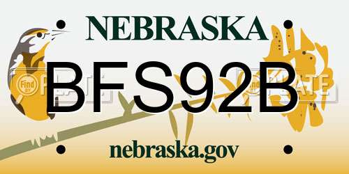 BFS92B Nebraska License Plate