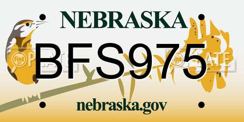 BFS975 Nebraska License Plate