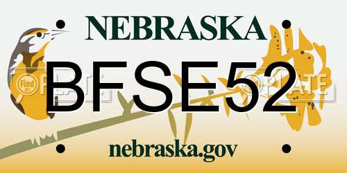 BFSE52 Nebraska License Plate