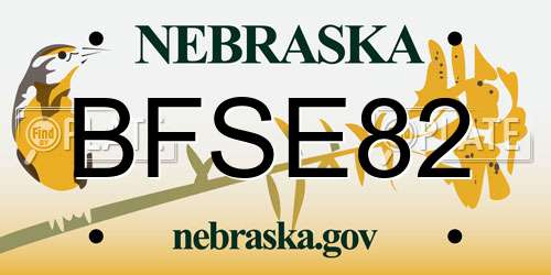 BFSE82 Nebraska License Plate
