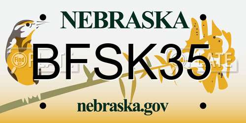 BFSK35 Nebraska License Plate