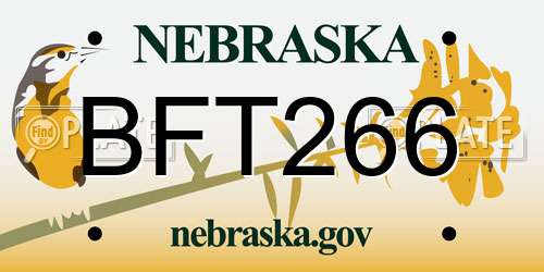 BFT266 Nebraska License Plate
